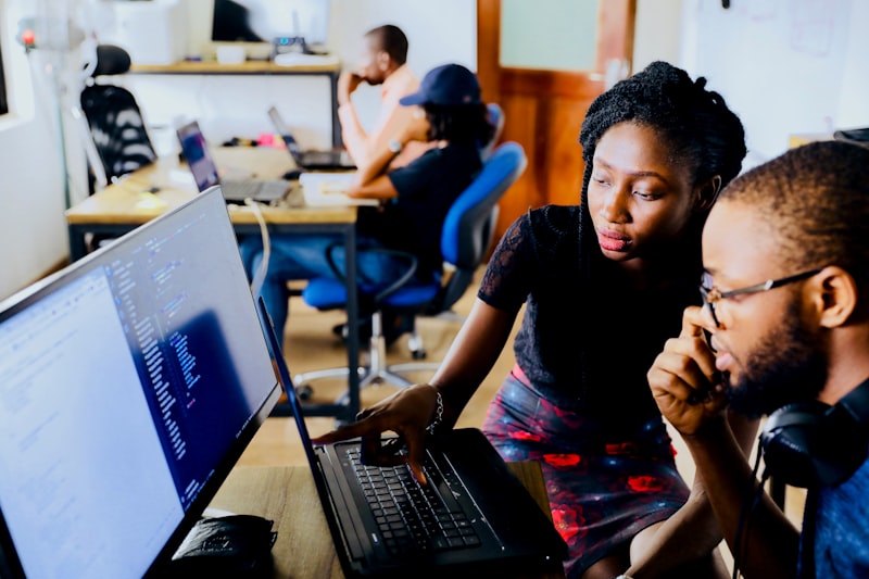 Students learning to code